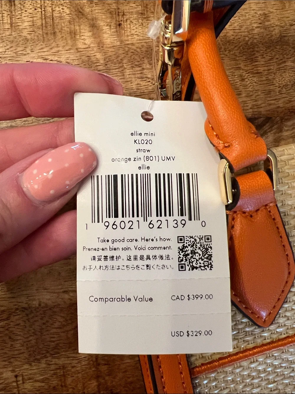 kate spade Natural Straw Tote with Orange Trim and Handles